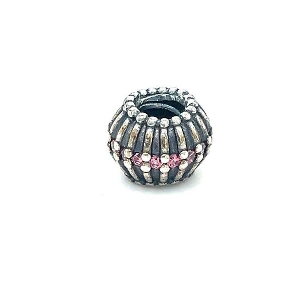 Pandora Circle Pink Cz Round Charm - Picture 2 of 3